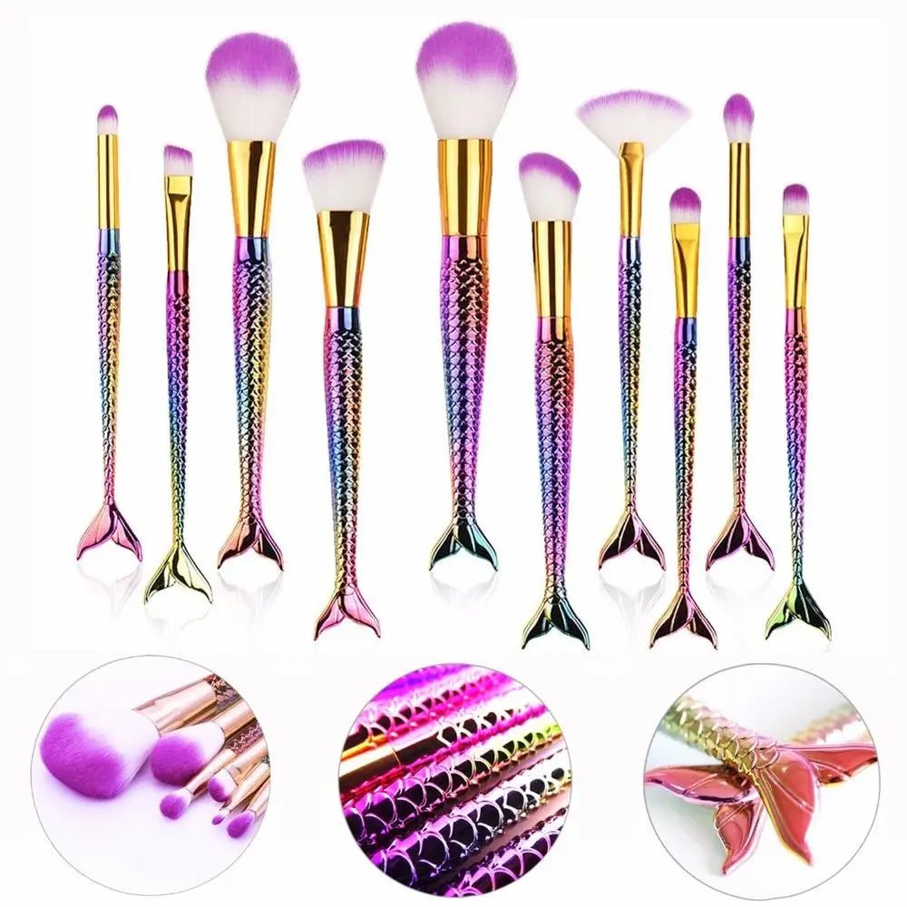 Unicorn Inspired Mermaid Fin Makeup Brushes - Cosparty