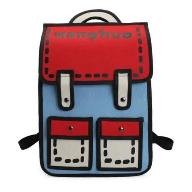 Unique Retro Cartoon Design Backpack in Bold Colors - Cosparty