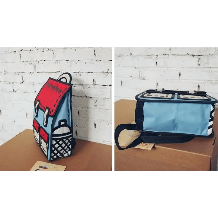 Unique Retro Cartoon Design Backpack in Bold Colors - Cosparty