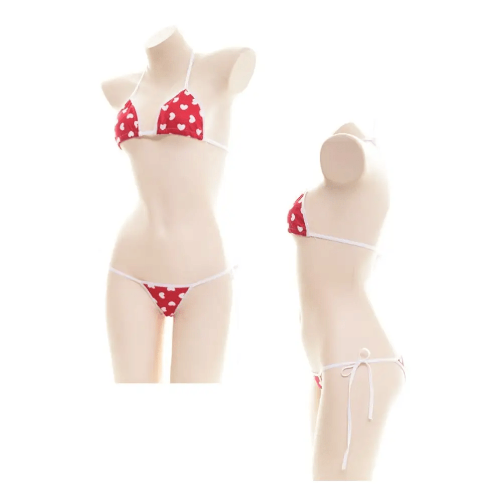 Valentine Inspired Heart Bikini in Red and White - Cosparty