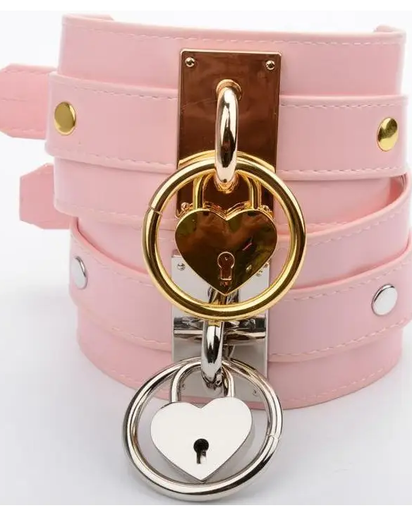 Vegan Leather Heart Locket Choker Necklace in Gold or Silver - choker