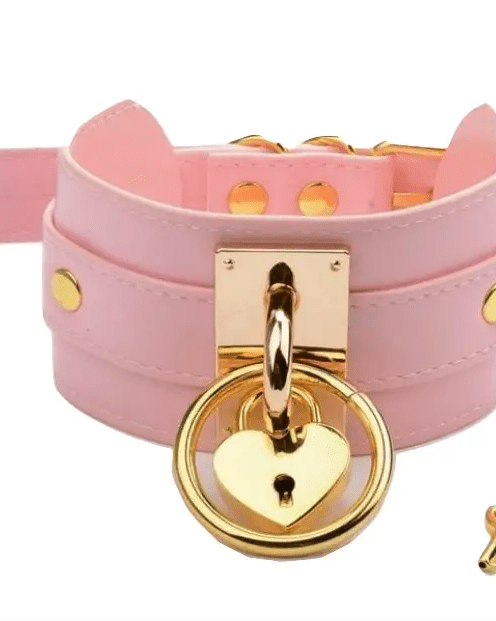 Vegan Leather Heart Locket Choker Necklace in Gold or Silver - Cosparty