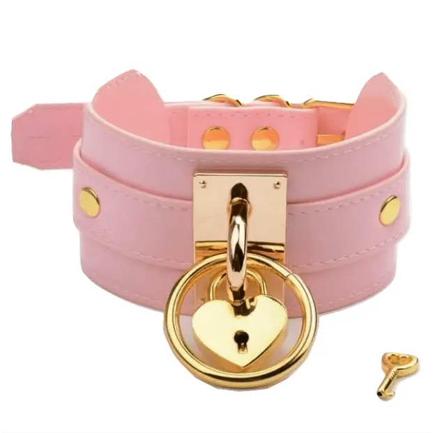 Vegan Leather Heart Locket Choker Necklace in Gold or Silver - Cosparty