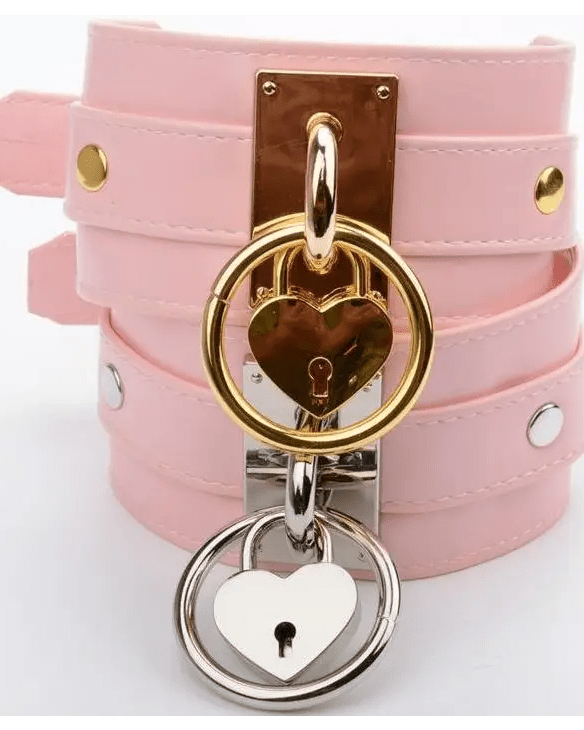 Vegan Leather Heart Locket Choker Necklace in Gold or Silver - Cosparty