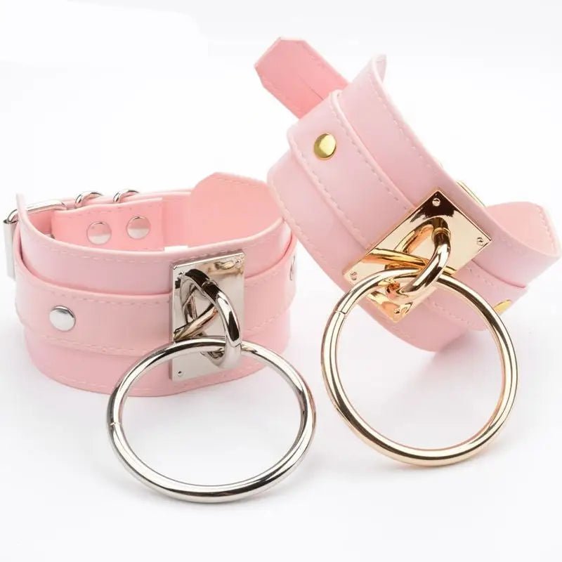 Vegan Leather O - Ring Choker Necklace with Adjustable Buckles - Cosparty