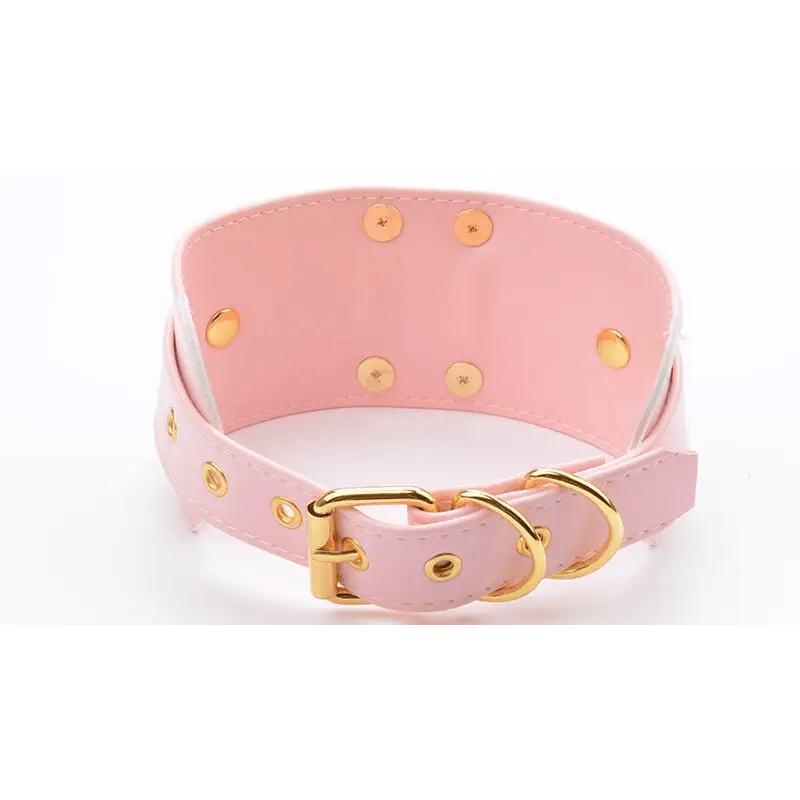 Vegan Leather O - Ring Choker Necklace with Adjustable Buckles - Cosparty