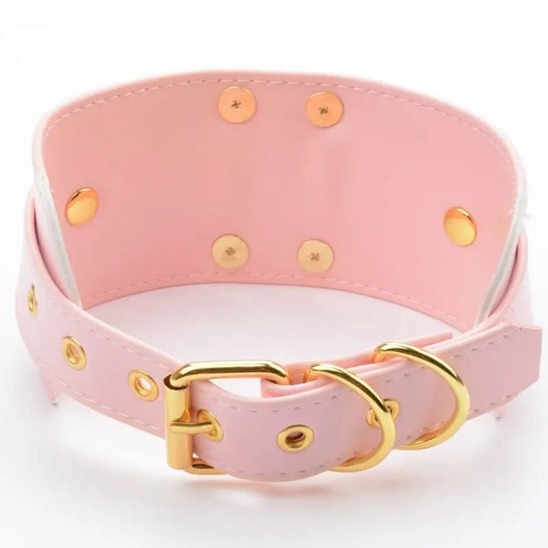 Vegan Leather O - Ring Choker Necklace with Adjustable Buckles - Cosparty