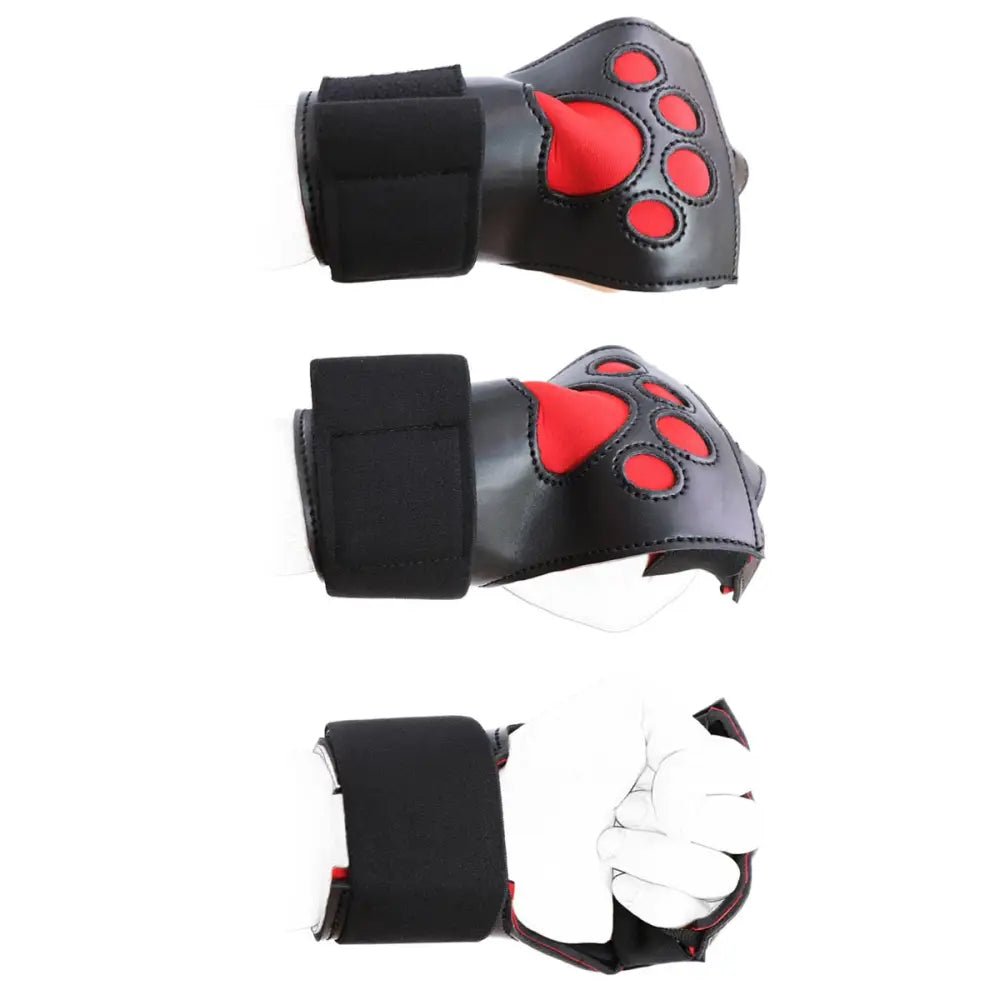 Vegan Leather Puppy Paw Mittens in Red or White - Cosparty