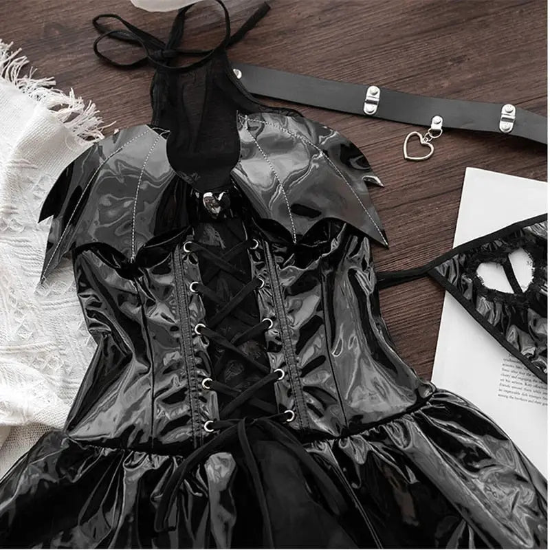 Vegan Leather Succubus Maid Cosplay Costume - Cosparty