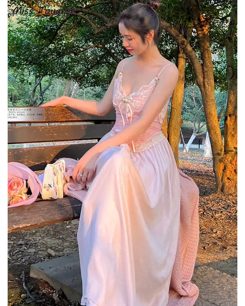 Velvet Baby Pink Tank Top with Lace and Rosebud Details - shirt