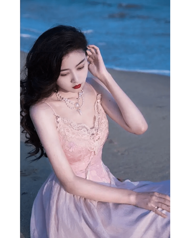 Velvet Baby Pink Tank Top with Lace and Rosebud Details - Cosparty