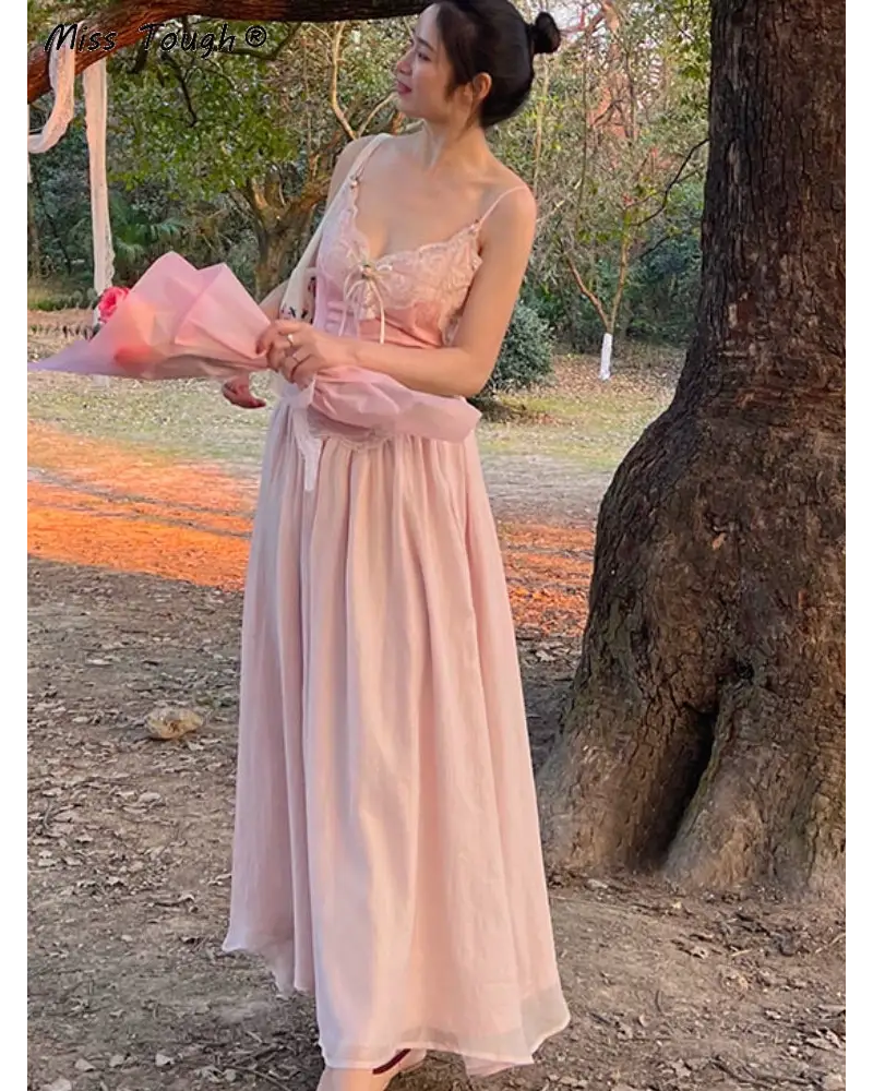 Velvet Baby Pink Tank Top with Lace and Rosebud Details - shirt