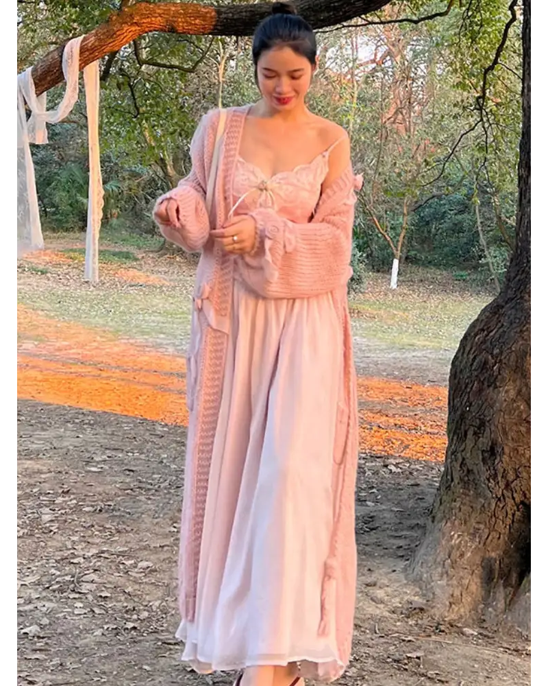 Velvet Baby Pink Tank Top with Lace and Rosebud Details - shirt