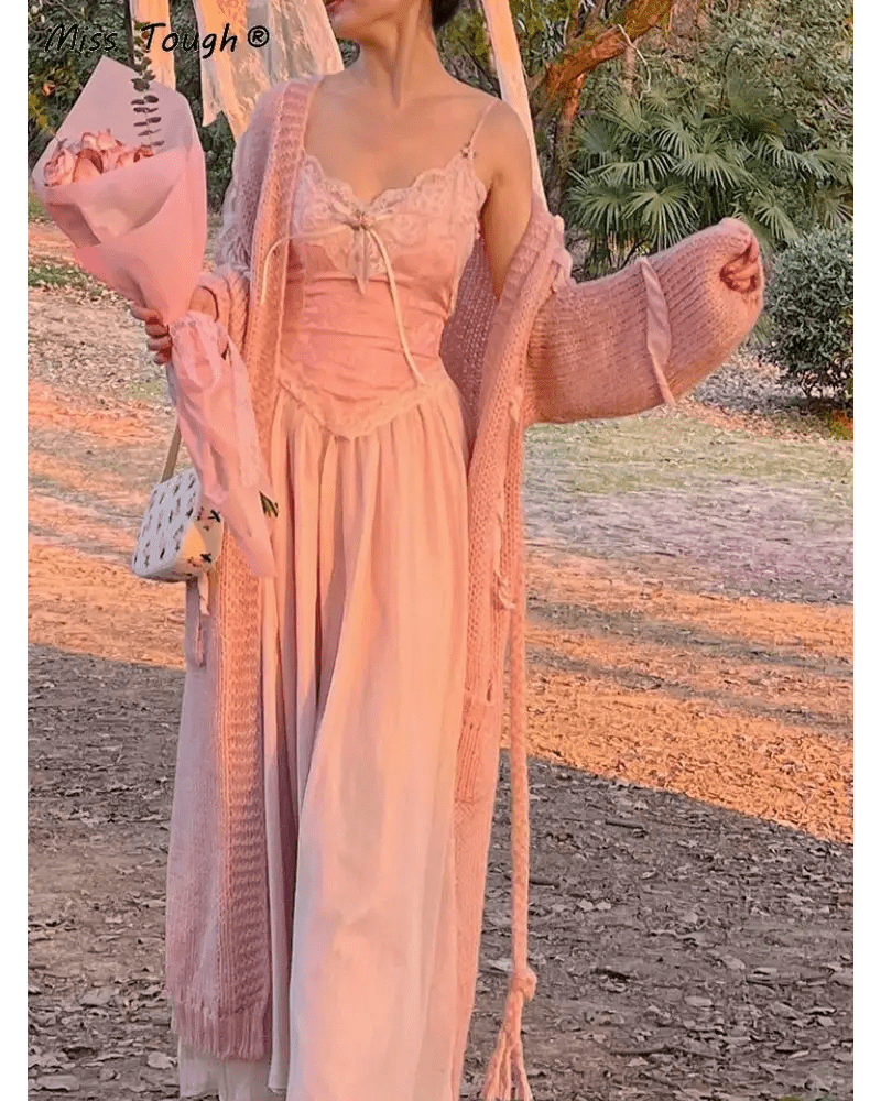 Velvet Baby Pink Tank Top with Lace and Rosebud Details - Cosparty