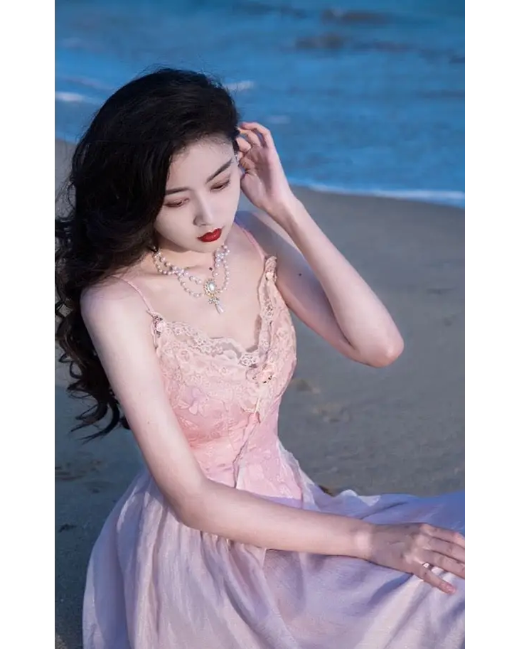 Velvet Baby Pink Tank Top with Lace and Rosebud Details - shirt