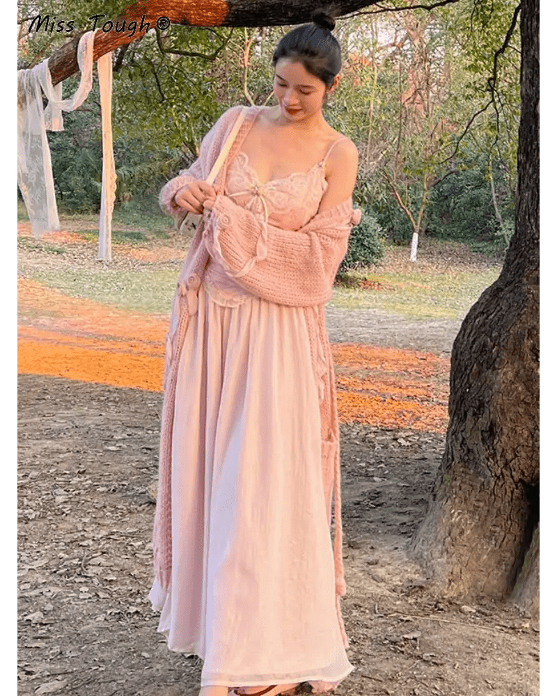 Velvet Baby Pink Tank Top with Lace and Rosebud Details - Cosparty