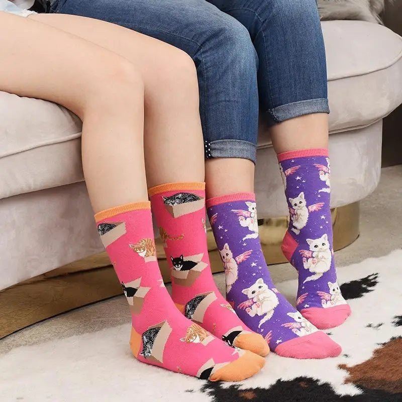 Vibrant Angel Kitten Socks for Kawaii Fashion Lovers - Cosparty