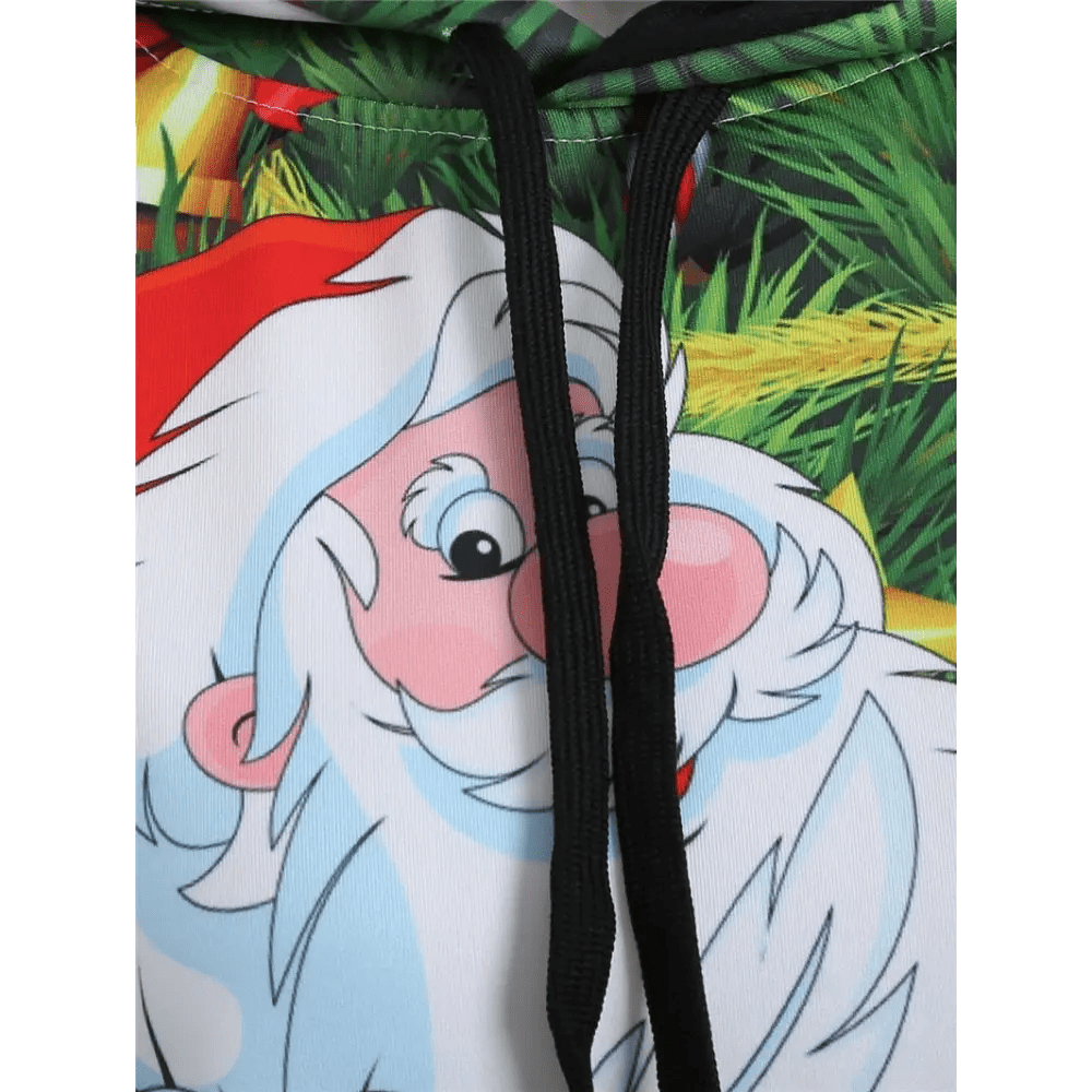 Vibrant Christmas Santa Claus Hooded Sweater for Holiday Comfort - Cosparty