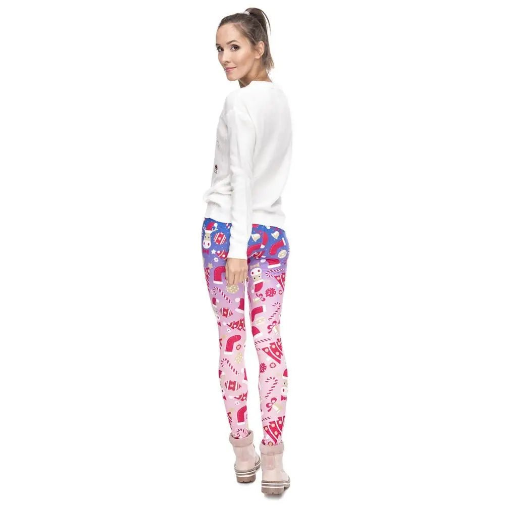 Vibrant Pink Purple Blue Gradient Holiday Leggings for Christmas Season - Cosparty