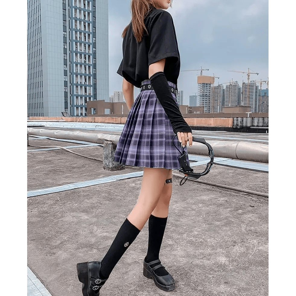Vibrant Plaid School Girl Skirt Available in Plus Sizes up to 2XL - Cosparty