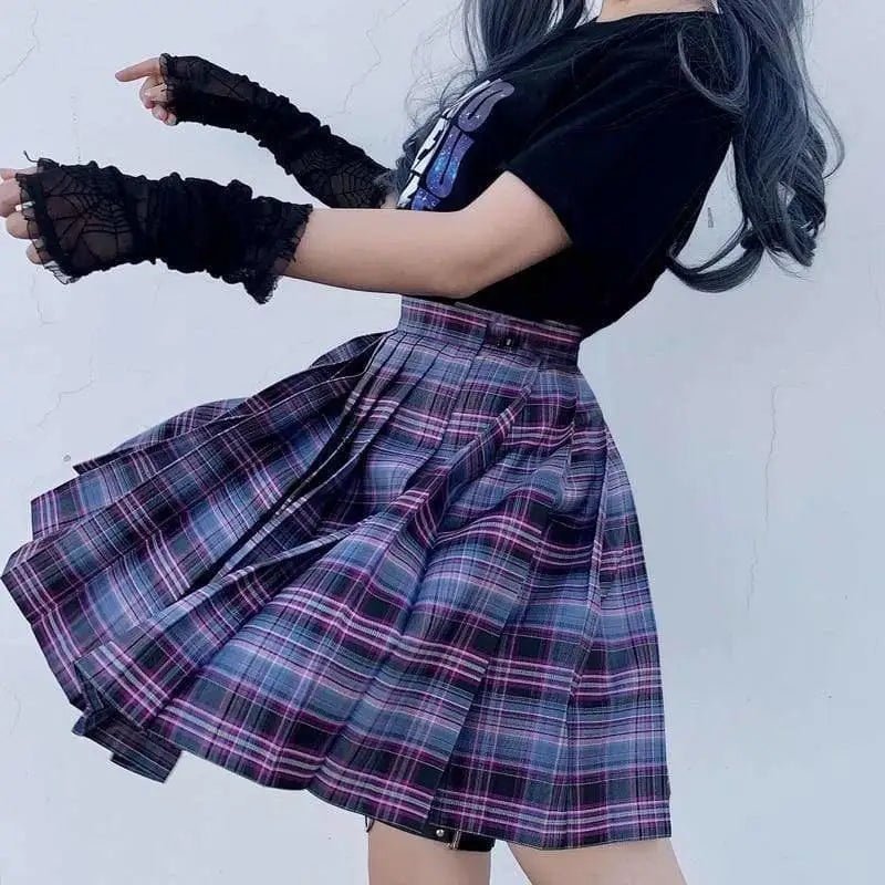 Vibrant Plaid School Girl Skirt Available in Plus Sizes up to 2XL - Cosparty