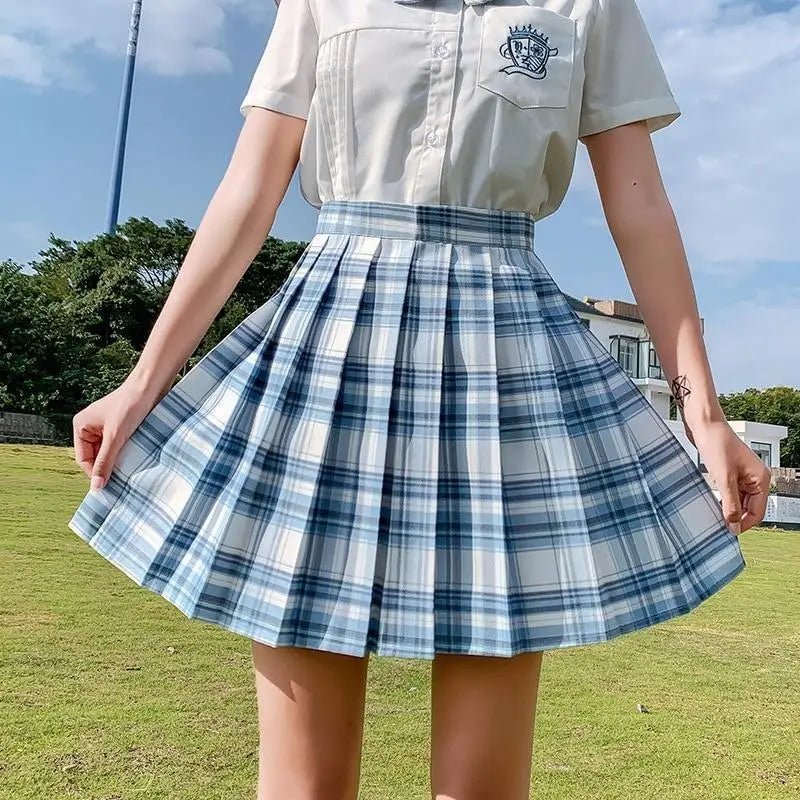 Vibrant Plaid School Girl Skirt Available in Plus Sizes up to 2XL - Cosparty