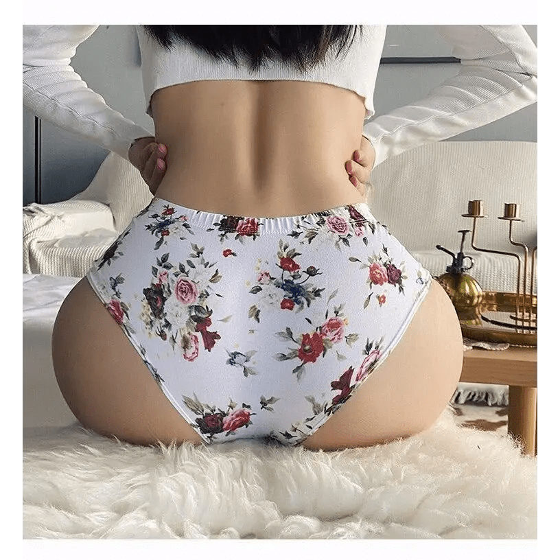 Vibrantly Floral Printed Whore Full - Brief Panties for Cosparty Fun - Cosparty