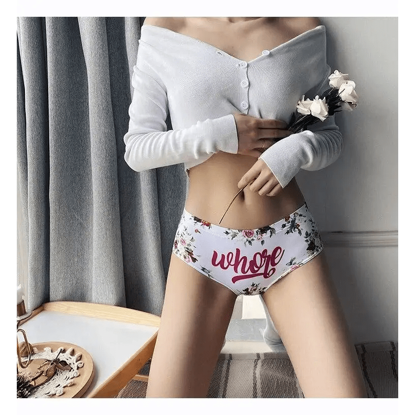Vibrantly Floral Printed Whore Full - Brief Panties for Cosparty Fun - Cosparty