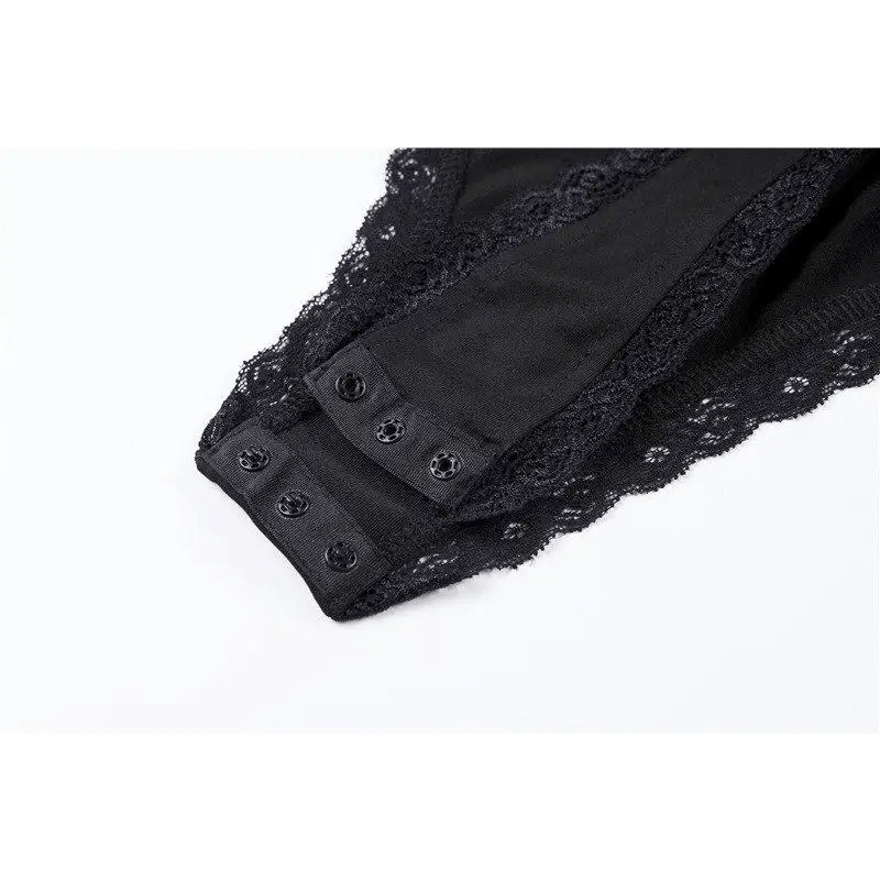 Victorian Era Inspired Cute Snap Crotch Corset Back Bodysuit - Cosparty