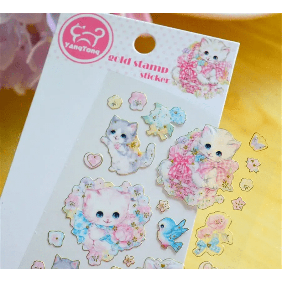 Vintage Inspired Kitten Stickers for Creative Decor - Cosparty