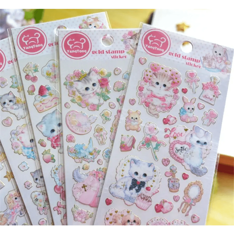 Vintage Inspired Kitten Stickers for Creative Decor - Cosparty