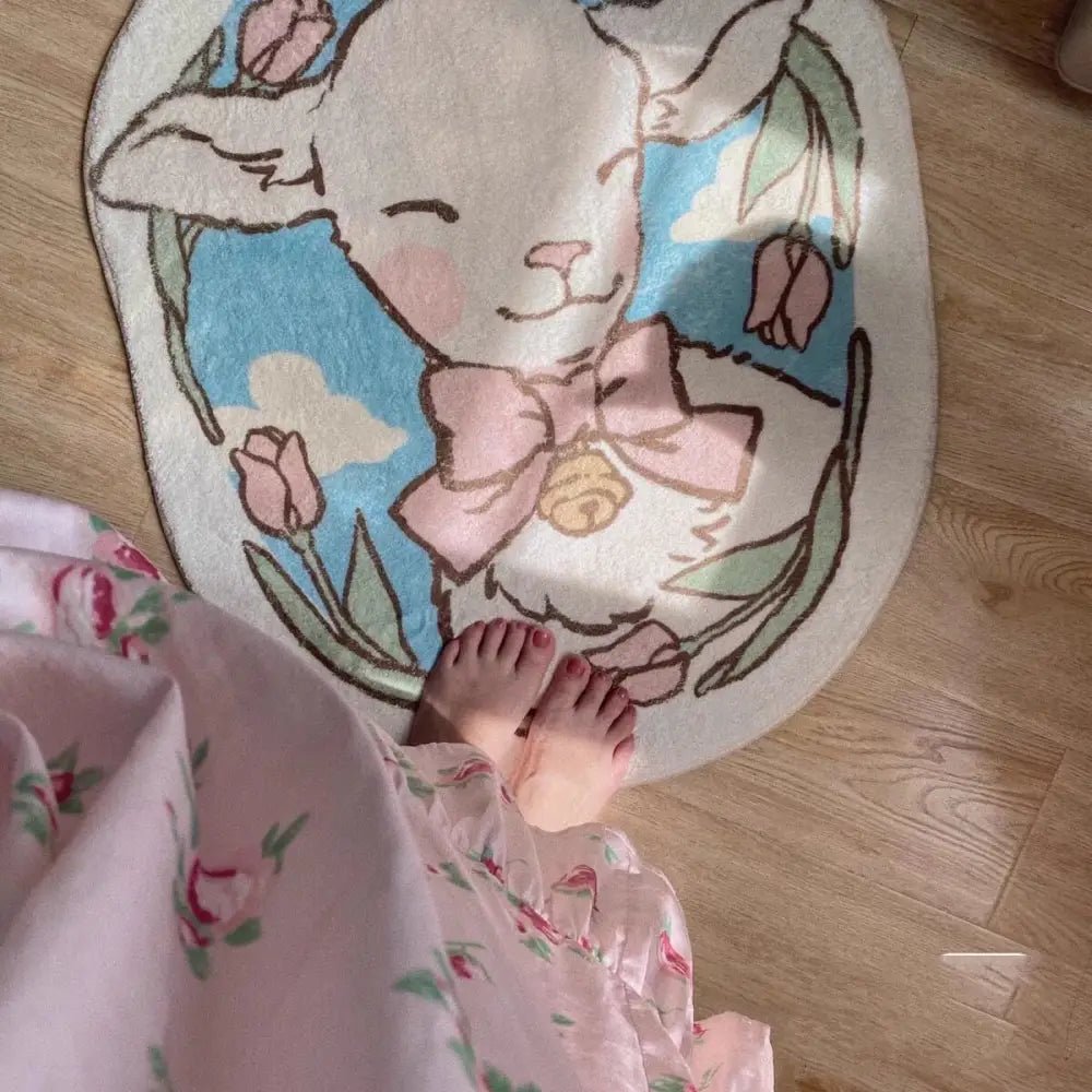 Vintage Lamb Floor Mat for Kawaii Bedrooms and Aesthetic Spaces - Cosparty