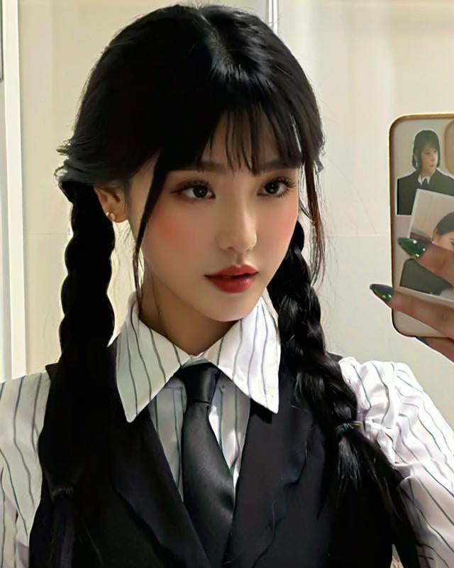 Wednesday The Addams Family braided Cosplay Wig - Cosparty