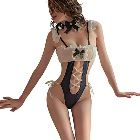 Women's Sexy Bodysuit Cosplay Open Jumpsuit in Alluring Mesh Material - Cosparty