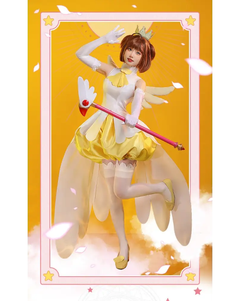 Yellow Card Captor Sakura Cosplay Costume in Premium Quality Materials - S - costume
