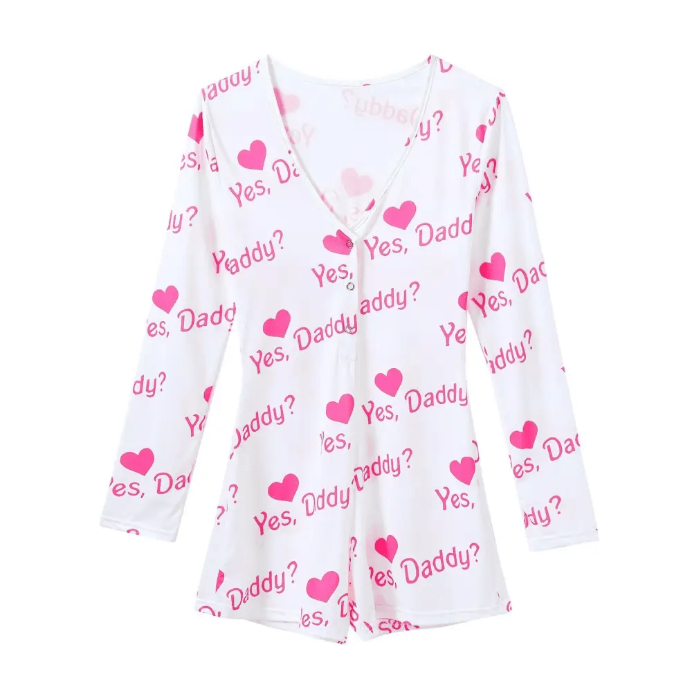 Yes Daddy Long - Sleeve Romper in Black and White - Cosparty