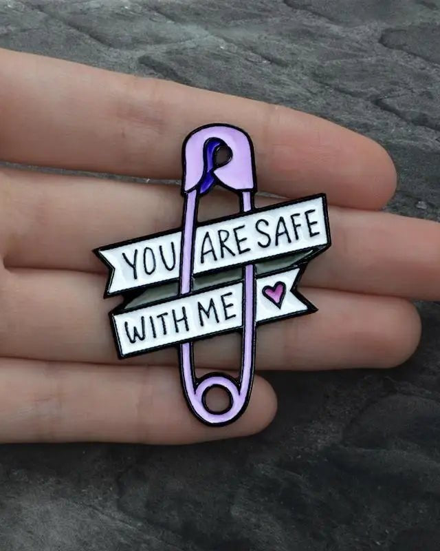 You Are Safe With Me Lavender Safety Pin Enamel Pin - Cosparty