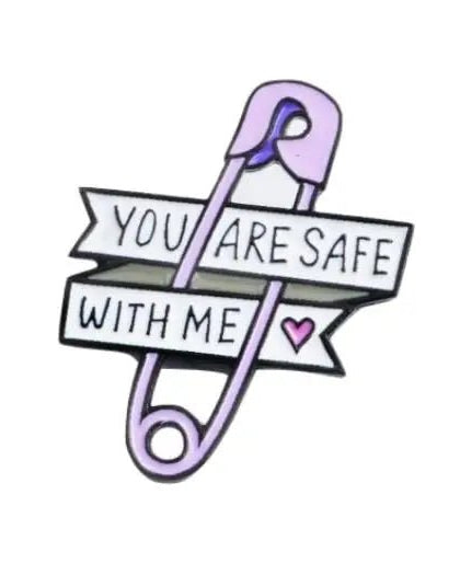 You Are Safe With Me Lavender Safety Pin Enamel Pin - Cosparty
