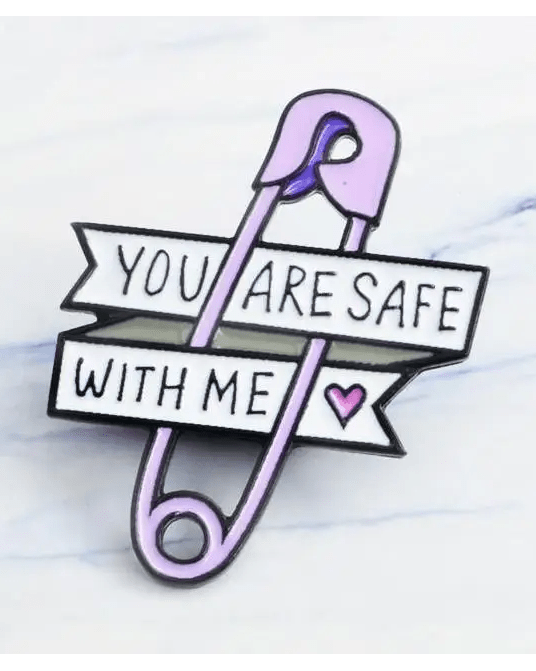 You Are Safe With Me Lavender Safety Pin Enamel Pin - Cosparty