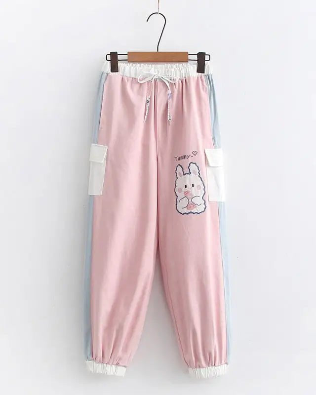 Yummy Bunny Cargo Joggers in Playful Pastel Colors - Cosparty