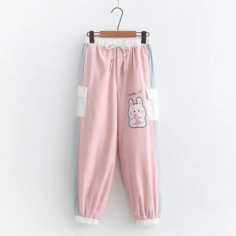 Yummy Bunny Cargo Joggers in Playful Pastel Colors - Cosparty