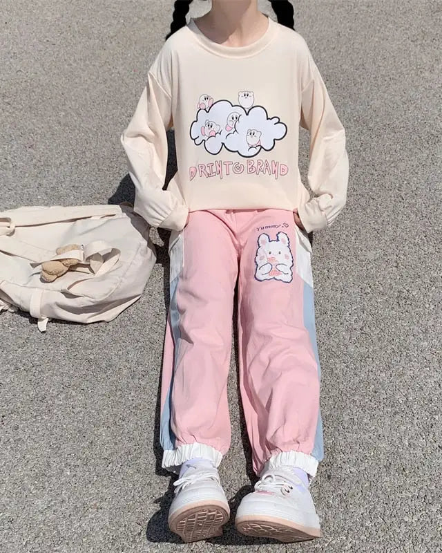 Yummy Bunny Cargo Joggers in Playful Pastel Colors - Cosparty