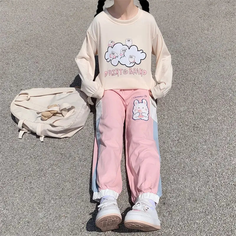 Yummy Bunny Cargo Joggers in Playful Pastel Colors - Cosparty