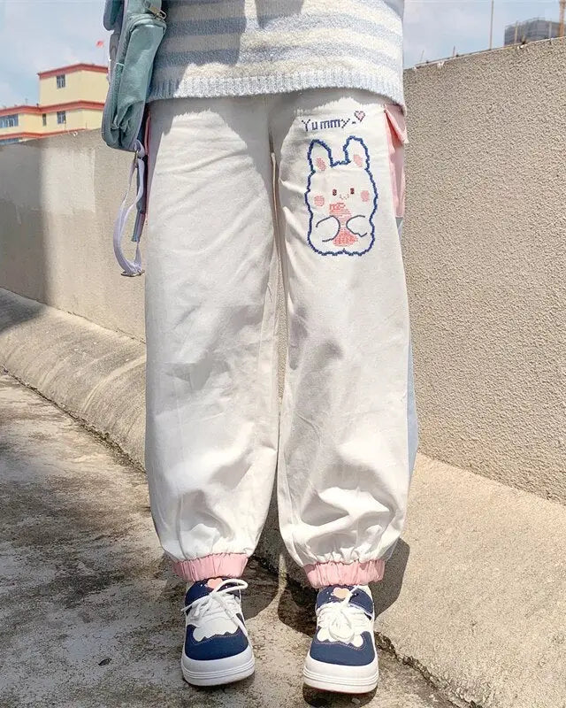 Yummy Bunny Cargo Joggers in Playful Pastel Colors - Cosparty