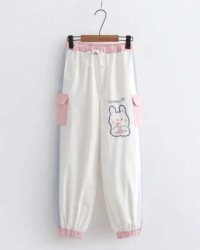 Yummy Bunny Cargo Joggers in Playful Pastel Colors - Cosparty