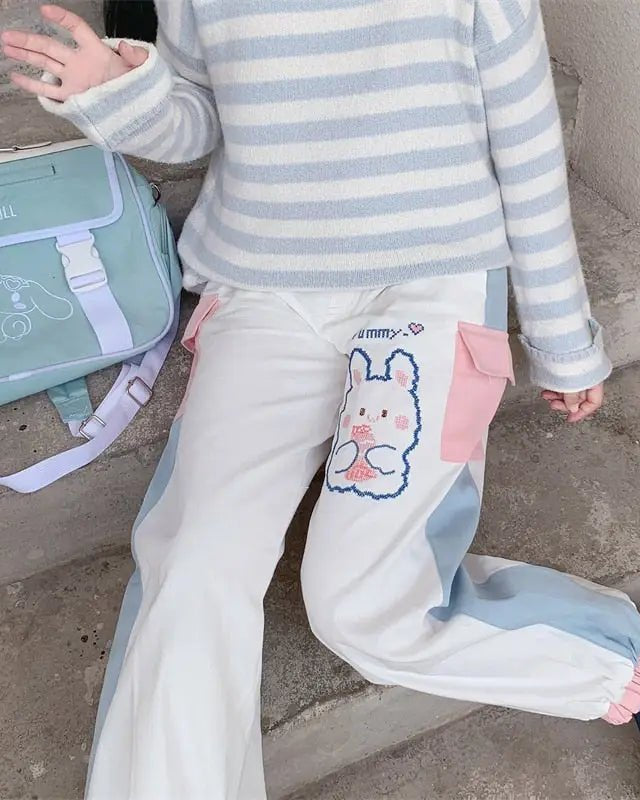 Yummy Bunny Cargo Joggers in Playful Pastel Colors - Cosparty
