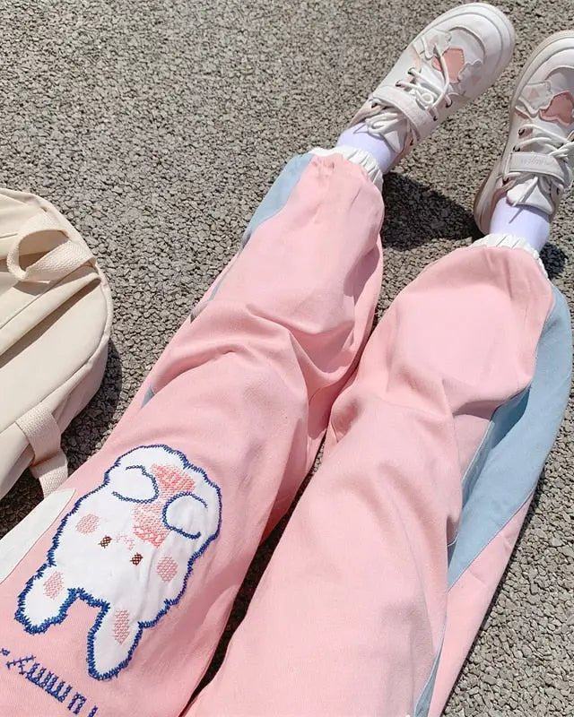 Yummy Bunny Cargo Joggers in Playful Pastel Colors - Cosparty