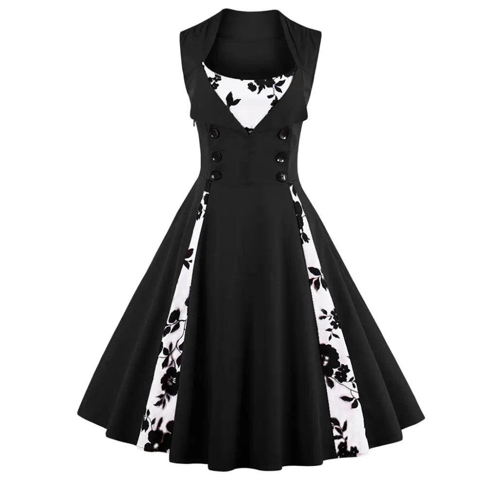 1950's Red Polkadot Pinup Girl Dress with Flowing Skirt and Vested Front - Cosparty