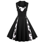 1950's Red Polkadot Pinup Girl Dress with Flowing Skirt and Vested Front - Cosparty