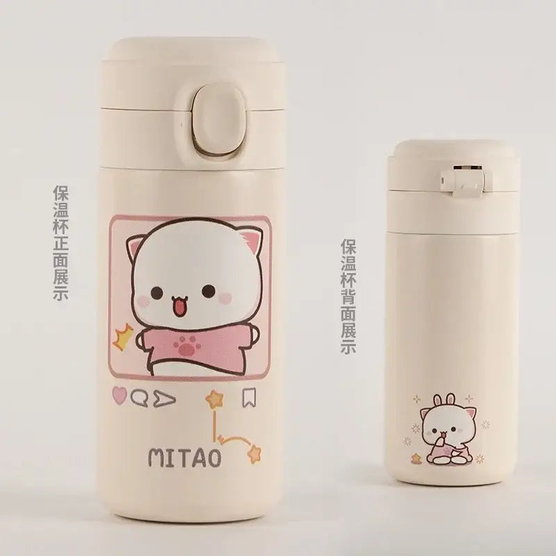 320/360ml Cute Stainless teel Dudu & Bubu, Peach & Goma Bottles/Cups.